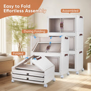 Hawsaiy 4-Tier Foldable Plastic Storage Cabinet with Lids, Stackable Bins with Wheels for Home & Office