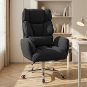 Hawsaiy Big and Tall Office Chair, Flip Armrests with Side Pockets, Comfy Criss Cross Office Chair with Extra-Wide Plush Seat, 150° Reclining Executive Office Chair, Chenille Upholstery