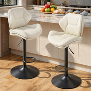 Hawsaiy Swivel Bar Stools Set of 2/4, Adjustable Height Faux Leather Bar Stools with Back, Double-Layer Upholstered Counter Height Bar Chairs for Kitchen Island