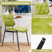 Hawsaiy Dining Chairs Set of 2, Mid Century Modern Upholstered PU Leather Kitchen Dining Room Accent Chairs with Metal Legs,Bentwood Cushion Seat for Living Room,Bedrooms