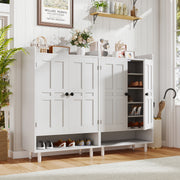 Hawsaiy Entrance Shoe Cabinet with Doors, 6-Tier Farmhouse Shoe Storage Organizer with Adjustable Shelves, Holds 18-24 Pairs, Entryway Shoe Rack Cabinet with Metal Legs