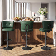 Hawsaiy Vintage Bar Stools Set of 2, Adjustable Swivel Counter Height Barstools, Tufted Faux Leather Kitchen Island Chairs with Footrest