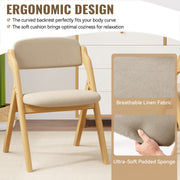 HawsaiyFolding Chairs with Cushion,Wooden Stackable Dining Chairs Set of 2 with Padded Seats,Removable Cushion Cover Comfortable Backrest Lounge Chair for Kitchen Home Office Picnic