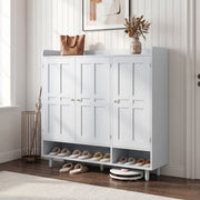 Hawsaiy Shoe Cabinet with 3 Doors, 6 Adjustable Shelves, Shoe Storage Cabinet for 24–30 Pairs, Modern Farmhouse Entryway Shoe Organizer with Open Bottom Shelf
