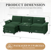 Nalupatio Sectional Sofa with Ottoman, L Shaped Modular Couch Set for Living Room, Comfy Cloud Sleeper Couch, Upholstered Furniture Corduroy Sofa Khaki