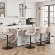Hawsaiy Bar Stools Set of 2/4, Adjustable Swivel Counter Height Bar Stools with Back, Upholstered Modern Barstools with Diamond Stitching