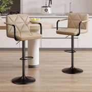 Hawsaiy PU Leather Adjustable Height Bar Stools Set of 2/4 with Footrest and Rubber Ring Base
