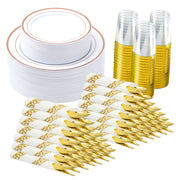 Hawsaiy 350 Pieces Silver Disposable Plastic Plates for 50 Guests