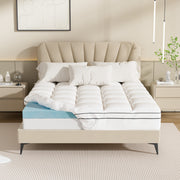 Hawsaiy 4 Inch Memory Foam Mattress Topper Dual Layer Pad -2 Inch Gel Memory Foam & 2 Inch Pillow Top Cover with 8-21 Inch Deep Pocket