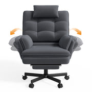 Hawsaiy Big and Tall Office Chair with Footrest, Ergonomic Executive Desk Chair with Flip-Up Arms, Reclining High Back Computer Chair with Headrest & Side Pockets