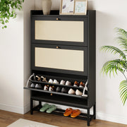 Hawsaiy Slim Entryway Shoe Storage Cabinet with 2/3 Flip Drawers, Narrow Freestanding Shoe Organizer Holds 16–20 Pairs, Space-Saving Wooden Shoe Rack for Hallway, Foyer