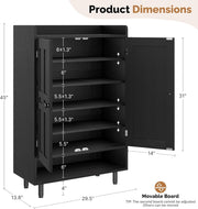 Hawsaiy Entrance Shoe Cabinet with Doors, 6-Tier Farmhouse Shoe Storage Organizer with Adjustable Shelves, Holds 18-24 Pairs, Entryway Shoe Rack Cabinet with Metal Legs