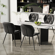 Nalupatio Modern Dining Chairs Set of 2, PU Leather Dining Room Chairs with Waterproof Surface and Metal Legs for Kitchen Restaurant and Living Room, Dark Blue