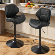 Hawsaiy Swivel Bar Stools Set of 2/4, Adjustable Height Faux Leather Bar Stools with Back, Double-Layer Upholstered Counter Height Bar Chairs for Kitchen Island