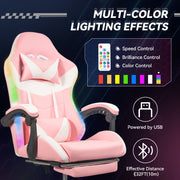 Hawsaiy Gaming Chair with LED Lights and Lumbar Support, Faux Leather High Back PC Gaming Chair