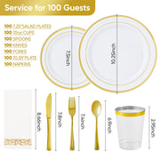 Hawsaiy 700 Pieces Gold/Silver Disposable Plastic Plates for 1000 Guests