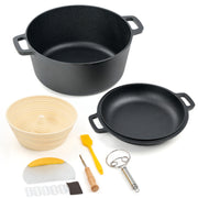 Hawsaiy 6.5QT Pre-Seasoned Cast Iron Dutch Oven with Lid, Ideal for Bread Baking, Sourdough, Frying, BBQ & Camping - Dual Handles, Skillet Pan Set for Indoor & Outdoor Use