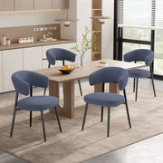 Hawsaiy Dining Chairs Set of 2/4/6, Mid Century Modern Boucle Upholstered Dining Chairs with Curved Backrest, Kitchen Dining Room Chairs with Black Metal Legs