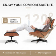 Nalupatio Lounge Chair with Ottoman, Comfy Recliner with Wide Armrest, Mid Century Modern Accent Chair with Heavy Duty Base Support for Living Room Bedroom Office (Top PU Leather)