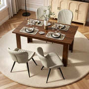 Hawsaiy Extendable Dining Table Set for 4, Shell Back Upholstered Dining Chairs, Farmhouse Kitchen Dining Room Set, Hidden Leaf Dining Table Seats 6-8