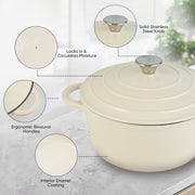 Kerilyn 4.5QT Enameled Dutch Oven- Chafing Dishes with Dual Handles,Non-stick Enamel Coated Cookwarefor Bread Baking, Cooking, andVersatile Kitchen Use