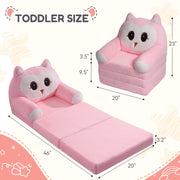 Hawsaiy Kids Sofa 2-in-1 Foldable Armchair with Liner Filler Cute Cartoon Lazy Sofa Bed for Living Room or Bedroom