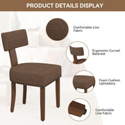 Hawsaiy Upholstered Dining Chairs Set of 2, Mid Century Modern Dining Room Chairs Kitchen Chairs Linen Fabric and Curved Backrest