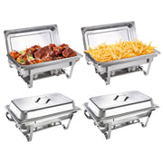 Hawsaiy Chafing Dishes for Buffet 4 Pack, 9QT Full Size Rectangular Chafing Dish Buffet Set, Stainless Steel Chafers and Buffet Warmers Set, Food Warmers for Parties, Weddings, Banquets, Catering Events