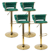 Hawsaiy Modern Velvet Bar Stool Set of 2/4 with Woven Back and Footrest for Kitchen, Bar, and Dining Spaces