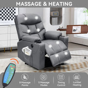 Hawsaiy PU Leather Power Lift Recliner with Massage and Heat for Elderly, Comfy Ergonomic Lounge Sofa Chair with Remote Control, 2 Cup Holders and Side Pockets