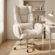 Hawsaiy Big and Tall Office Chair, Flip Armrests with Side Pockets, Comfy Criss Cross Office Chair with Extra-Wide Plush Seat, 150° Reclining Executive Office Chair, Chenille Upholstery