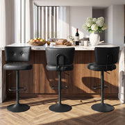 Hawsaiy Vintage Bar Stools Set of 2, Adjustable Swivel Counter Height Barstools, Tufted Faux Leather Kitchen Island Chairs with Footrest
