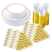 Hawsaiy 350 Pieces Silver Disposable Plastic Plates for 50 Guests