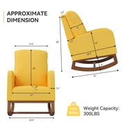 Hawsaiy Comfortable Velvet Nursery Rocking Chair with Padded Seat & High Backrest