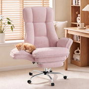Hawsaiy Cross Legged Office Chair with Flip Armrests，Big and Tall Executive Office Chair, 135° Reclining Criss Cross Chair with Footrest & Lumbar Pillow