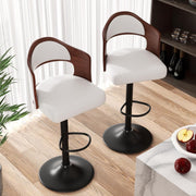Nalupatio PU Leather Upholstered Barstools with Wooden Backrest Set of 2/4