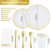 Hawsaiy 350 Pieces Silver Disposable Plastic Plates for 50 Guests