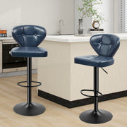 Nalupatio Bar Stools,PU Leather Adjustable Swivel Barstools Kitchen Counter Height Bar Stools, Hydraulic for Kitchen Counter Height, Square Island Backed Bar Stools,Black,Set of 2