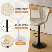 Nalupatio Modern Bar Stools Set of 2 Faux Leather Upholstered Swivel Barstools,Black