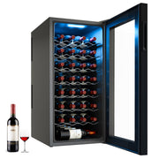 Hawsaiy 32 Bottle Wine Cooler,Digital Temperature Control Wine Refrigerator with Interior LED Light, Glass Door
