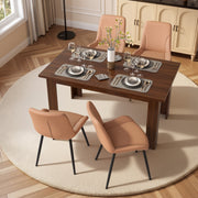 Hawsaiy Extendable Dining Table Set for 4, PU Leather Dining Chairs, Farmhouse Kitchen Dining Room Set, Hidden Leaf Dining Table Seats 6-8