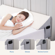 Hawsaiy Wedge Pillow for Bed Gap Filler, Breathable Support Pillow with Removable Zipper Pillowcase, High-Density Foam, Large Pocket Storage