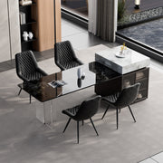 Hawsaiy Modern Dining Side Chairs, Set of 2/4/6 Gray Faux Leather Upholstered Chairs