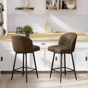 Nalupatio Counter Height Bar Stools Set of 2,360° Swivel Barstools with High Back and Metal Legs,26