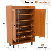 Hawsaiy Entrance Shoe Cabinet with Doors, 6-Tier Farmhouse Shoe Storage Organizer with Adjustable Shelves, Holds 18-24 Pairs, Entryway Shoe Rack Cabinet with Metal Legs