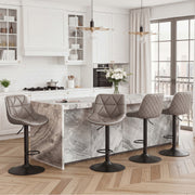 Hawsaiy Bar Stools Set of 2/4, Adjustable Swivel Counter Height Bar Stools with Back, Upholstered Modern Barstools with Diamond Stitching