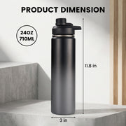 Hawsaiy 24 oz Insulated Stainless Steel Water Bottle with Handle, Leak-Proof Lid & Wide Mouth, Double Wall Vacuum, BPA Free, Keeps Cold & Hot