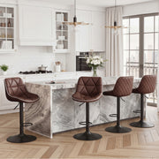 Hawsaiy Bar Stools Set of 2/4, Adjustable Swivel Counter Height Bar Stools with Back, Upholstered Modern Barstools with Diamond Stitching