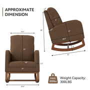 Hawsaiy Comfortable Velvet Nursery Rocking Chair with Padded Seat & High Backrest