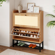 Hawsaiy Slim Entryway Shoe Storage Cabinet with 2/3 Flip Drawers, Narrow Freestanding Shoe Organizer Holds 16–20 Pairs, Space-Saving Wooden Shoe Rack for Hallway, Foyer